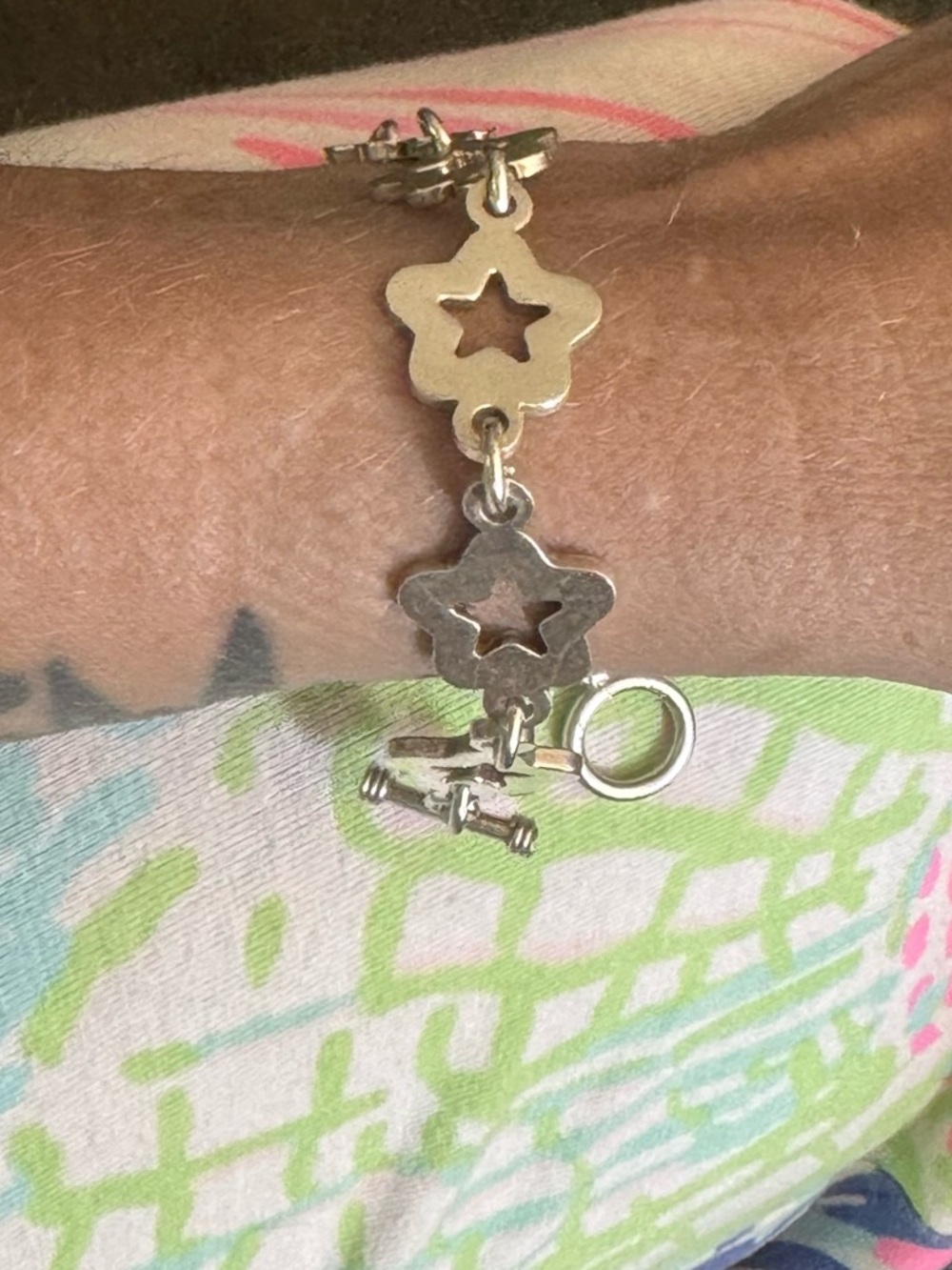 Sterling Silver Star Cutout Link Bracelet 7.5”